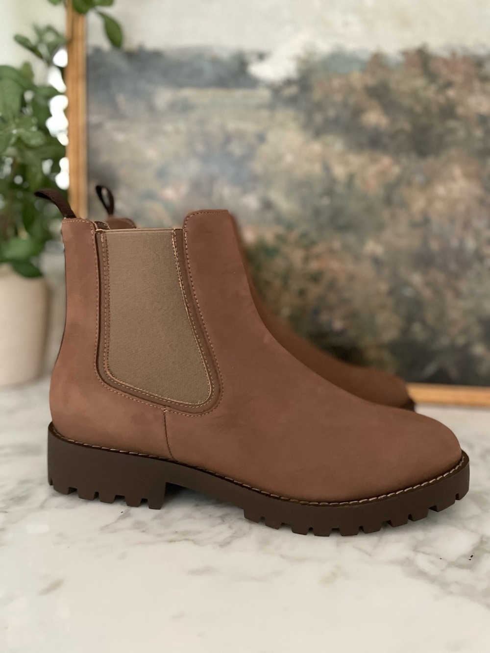 Thursday Boot Co. Legend Chunky Chelsea Boots Nubuck 10.5 Womens Pebble Brown